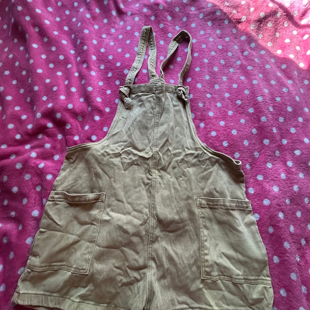 Zenana Outfitters Tan Corduroy Overall Shorts